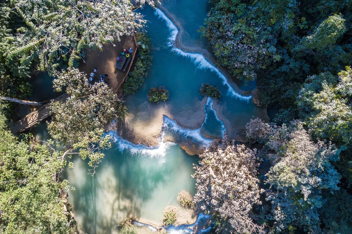 Kuangsi Waterfall from the drone view