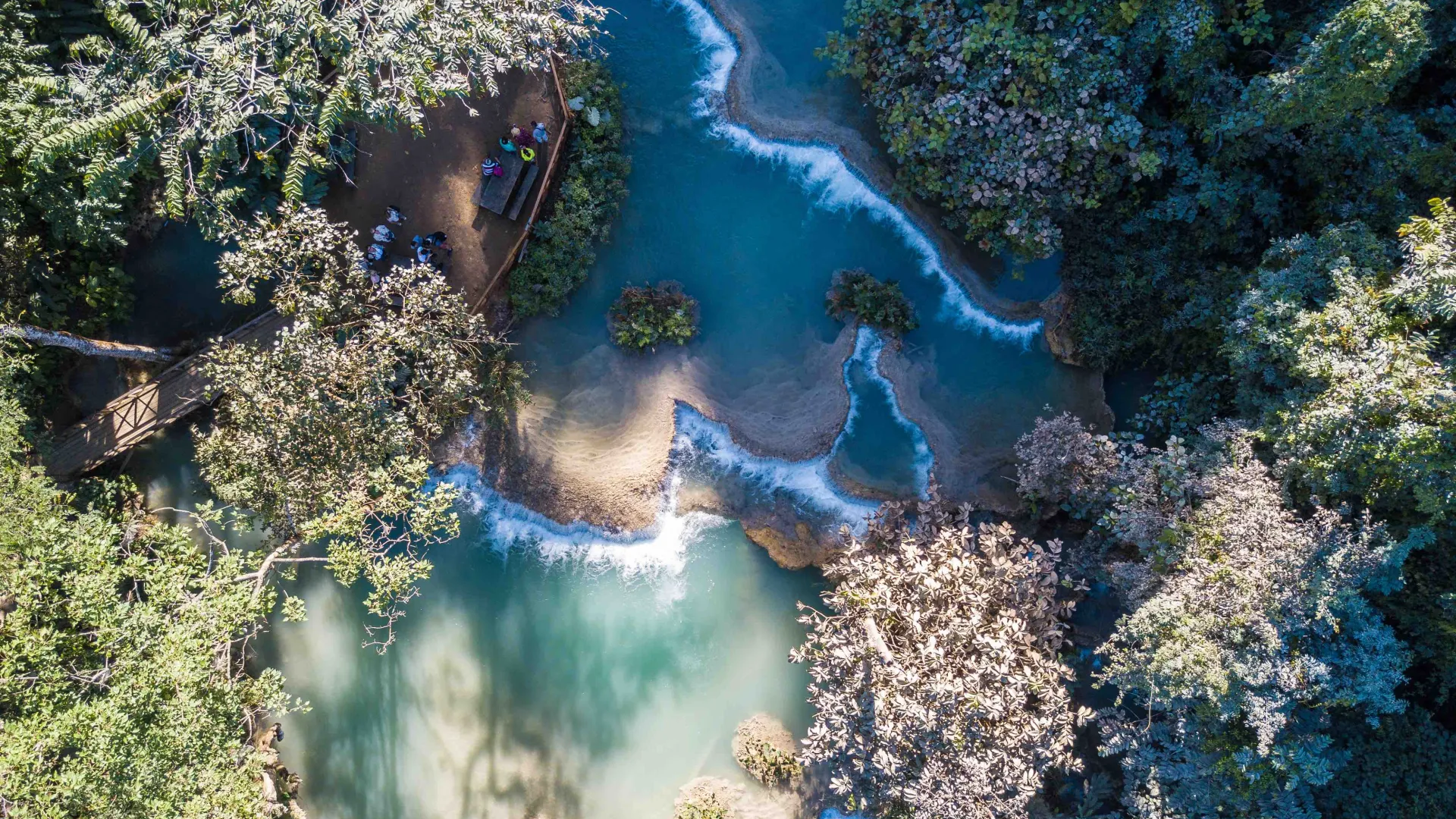 Kuangsi Waterfall from the drone view