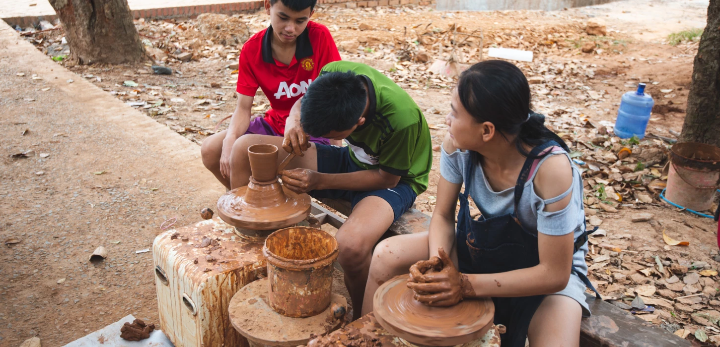 Working with Clay to create beautiful vessels.