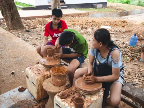 Working with Clay to create beautiful vessels.