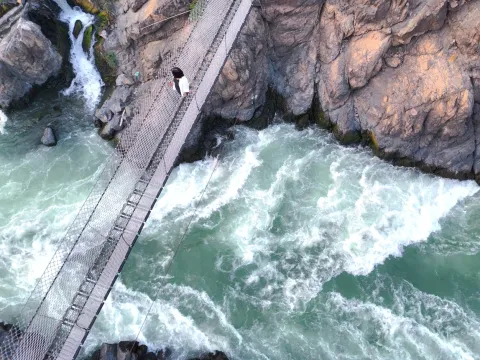 5 Suspension Bridges at Li Phi Waterfall